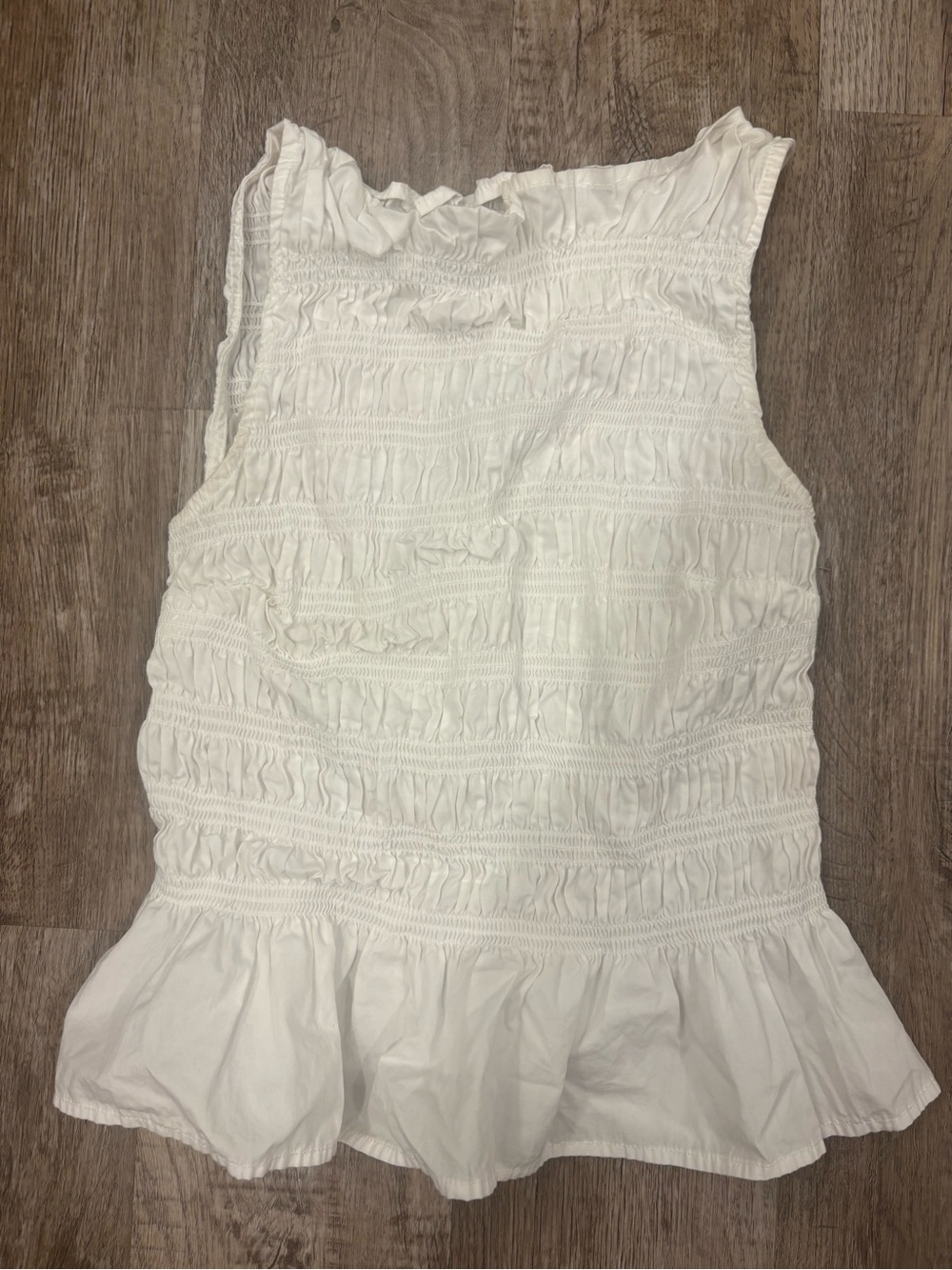 Reformation White Ruffled Peplum Camisole